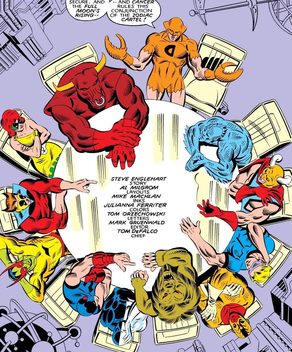Ilustrasi Zodiac dari Marvel Comics sebagai kelompok karakter bertema zodiak dalam semesta penerbit tersebut.