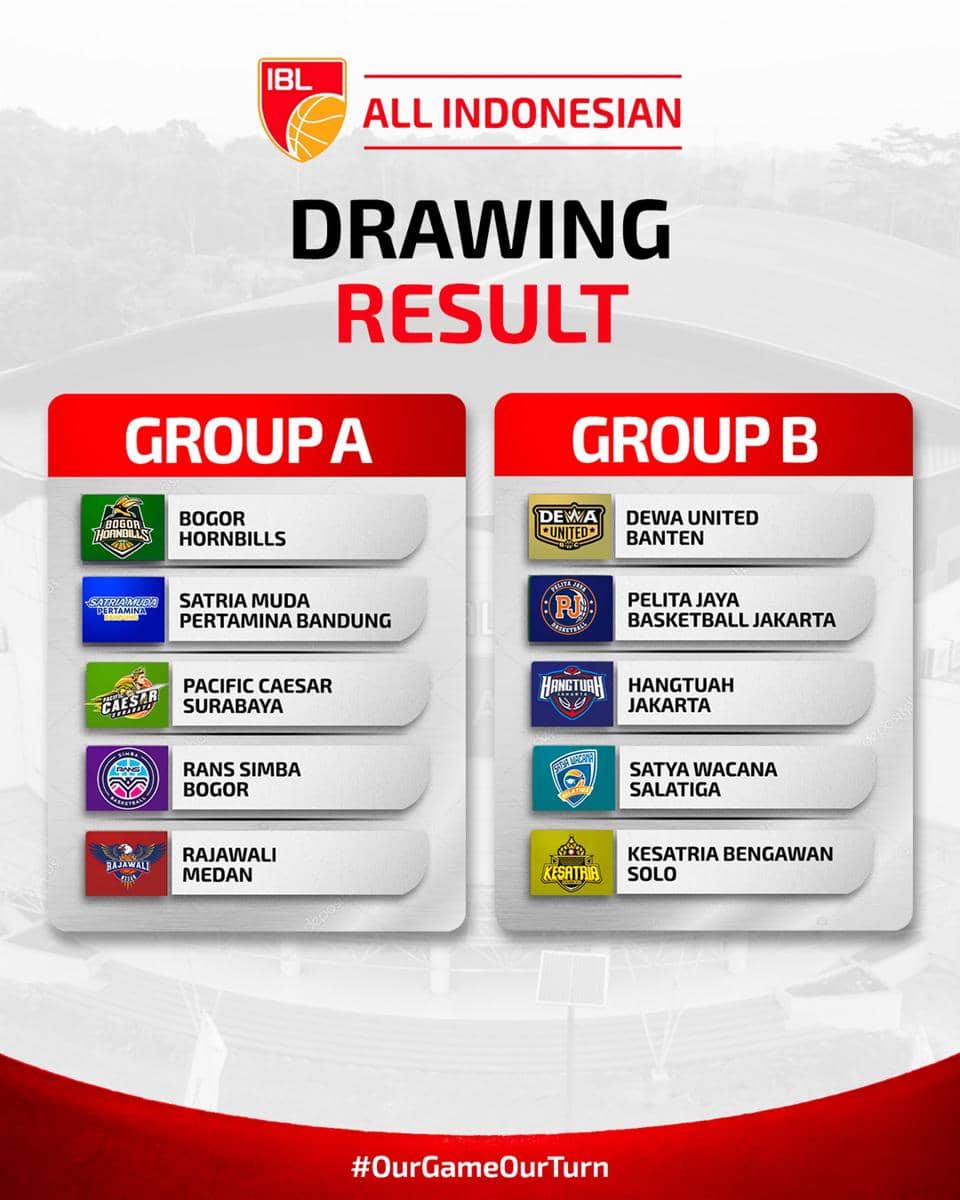 Logo IBL All Indonesian 2026 dengan ilustrasi bola basket dan tulisan turnamen siap digelar pada tahun 2026.