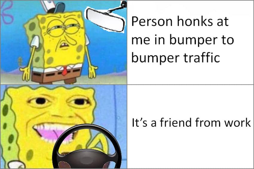 8 Meme SpongeBob tentang Klakson, Sering Bikin Emosi!
