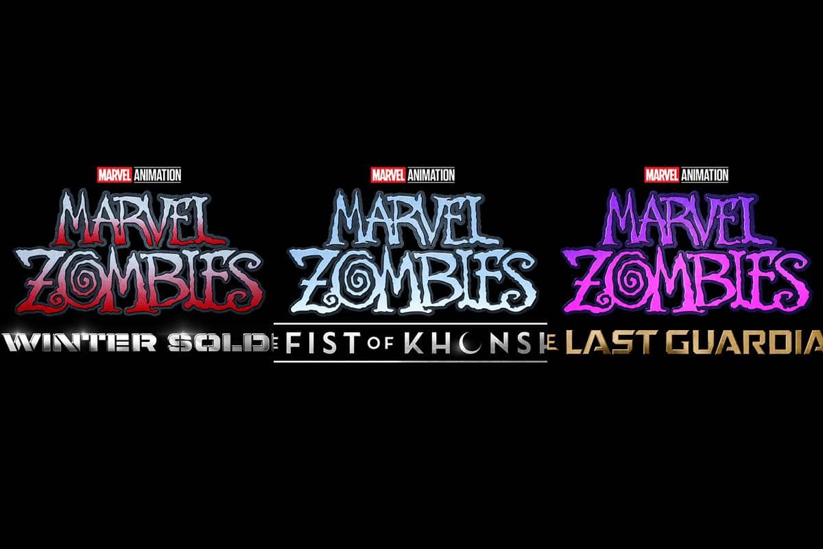 Poster serial animasi Marvel Zombies dengan logo Marvel merah dan judul putih pada latar gelap bernuansa horor.