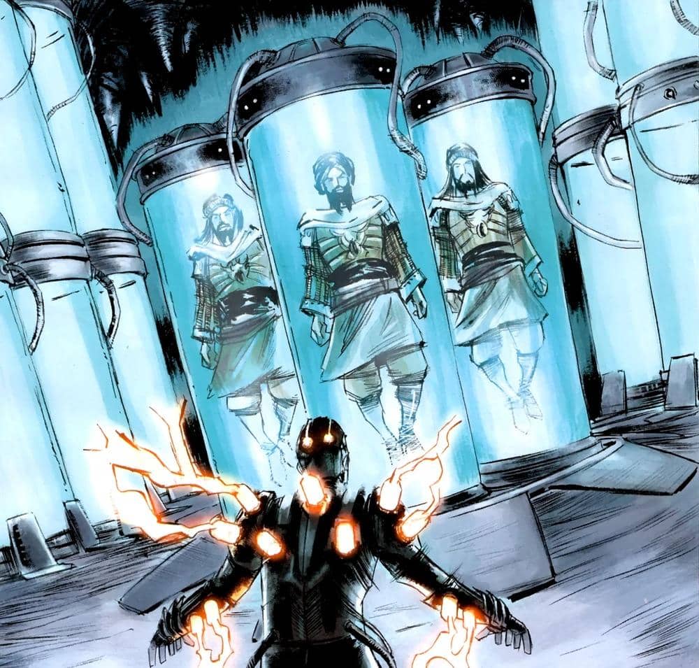 Ilustrasi Zodiac, kelompok karakter Marvel Comics, dalam materi promosi resmi yang menampilkan para anggotanya.