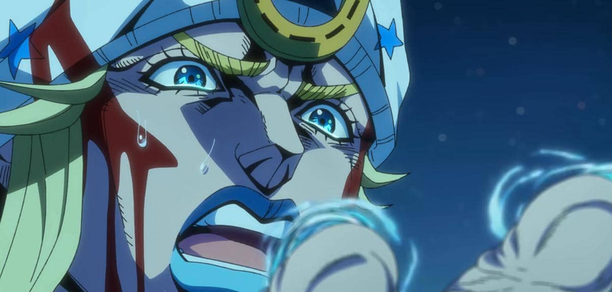 Johnny terlihat setelah berhasil memperoleh kemampuan uniknya dalam serial Steel Ball Run yang tayang di Netflix.