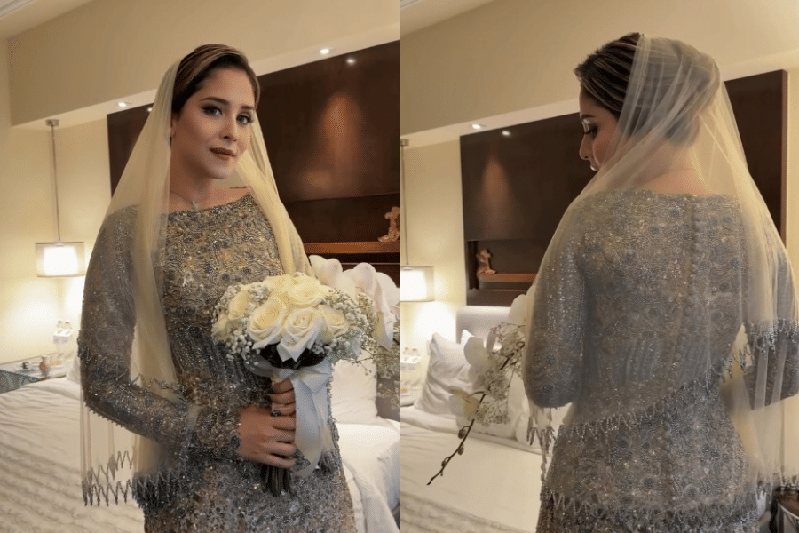 gaya istri Aufar Hutapea di pernikahannya
