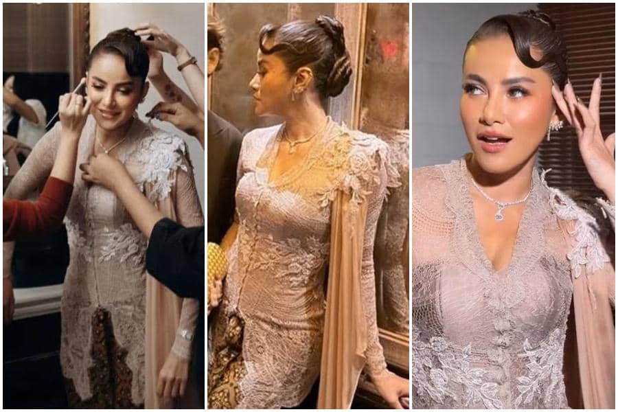 5 Inspirasi Kebaya dan Makeup Olla Ramlan di Pernikahan Aufar Hutapea