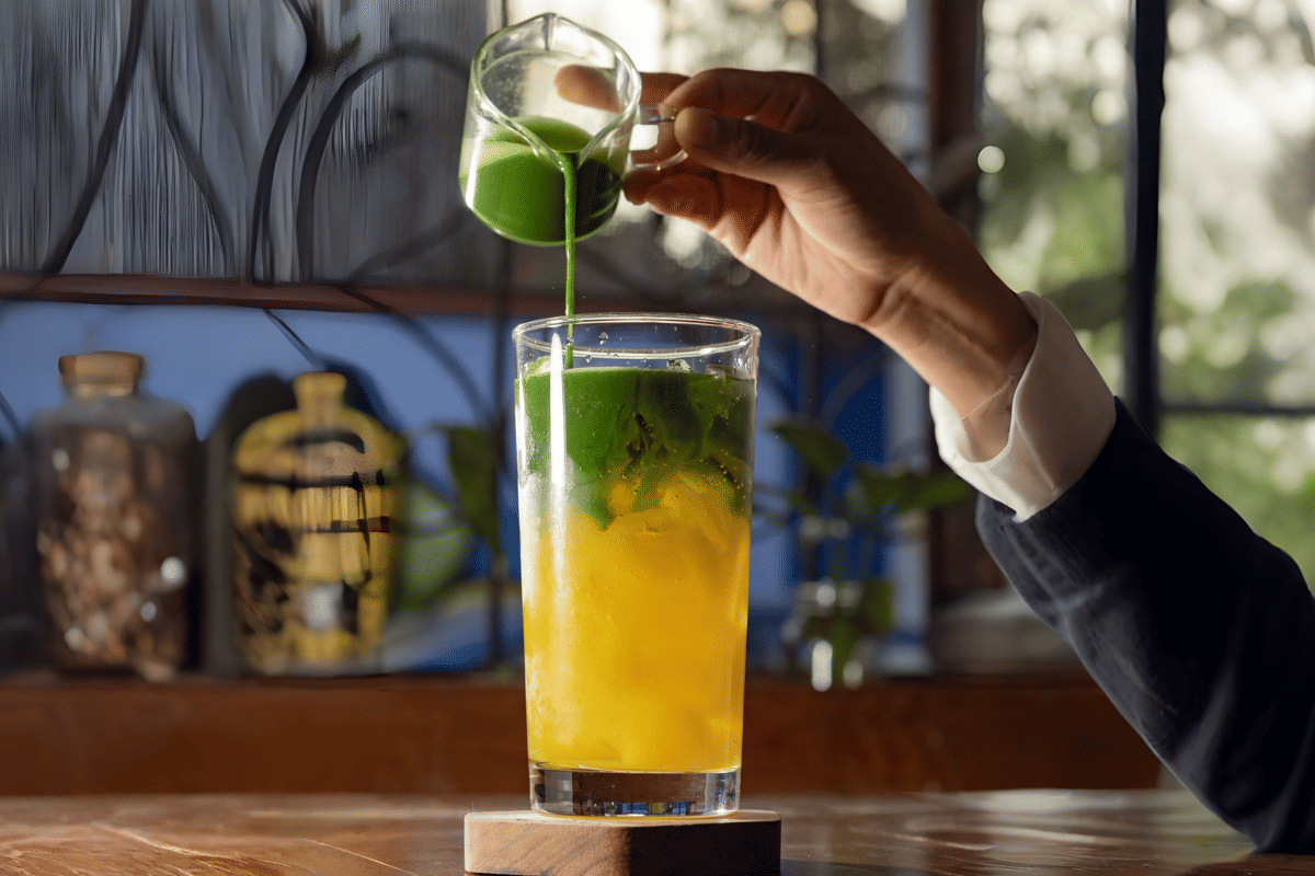 ilustrasi mango matcha sparkle