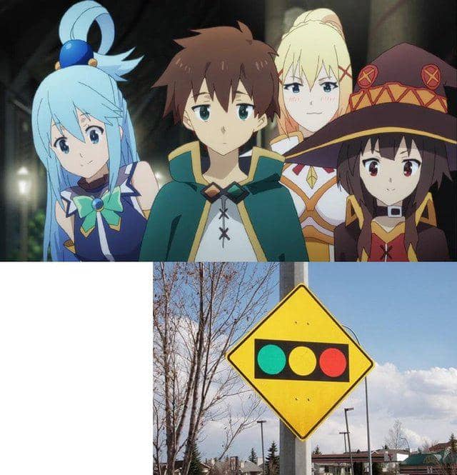 meme anime tentang lampu merah