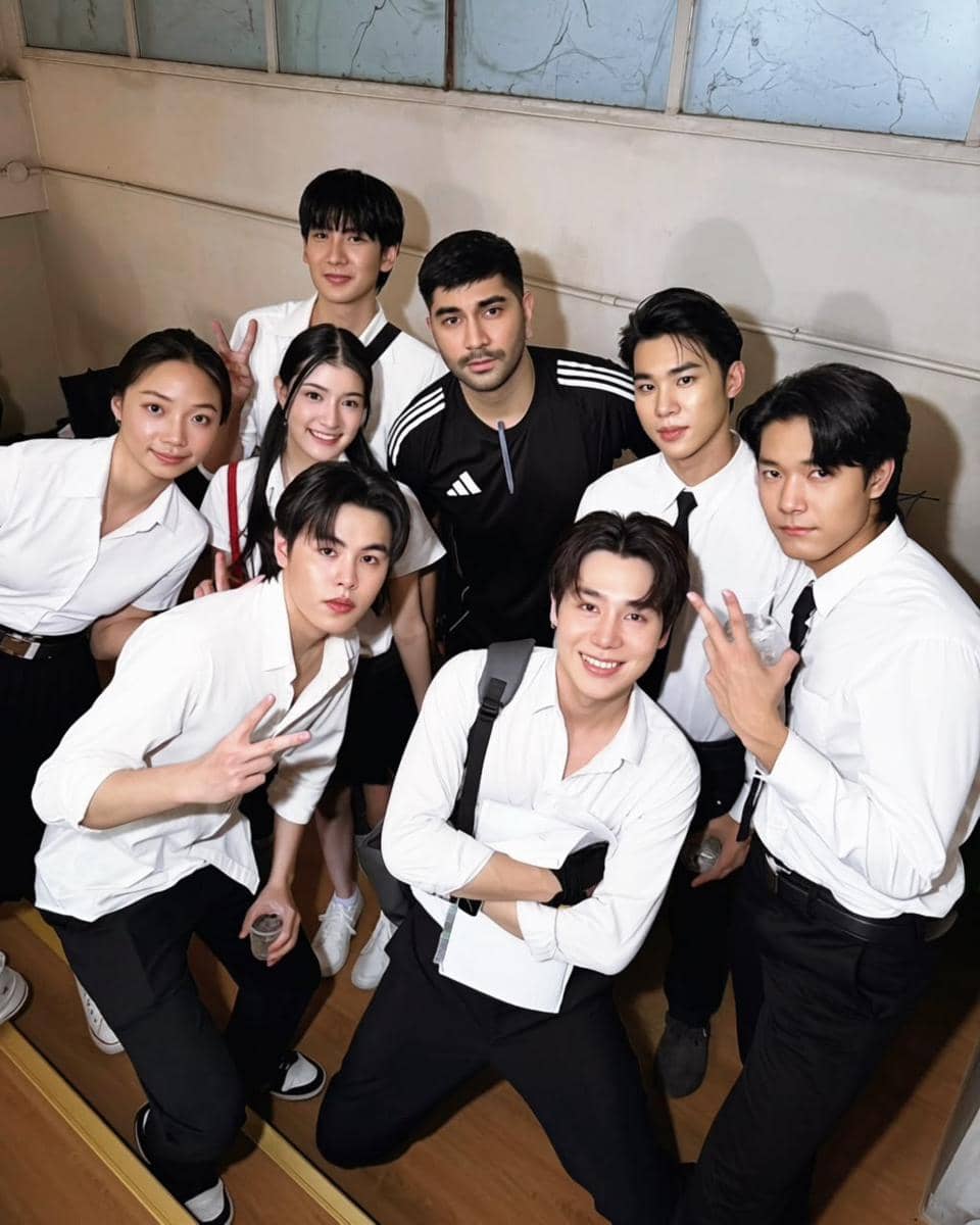 Suasana di balik layar syuting serial BL Thailand Badminton Boys, didokumentasikan oleh Gandhi Fernando.