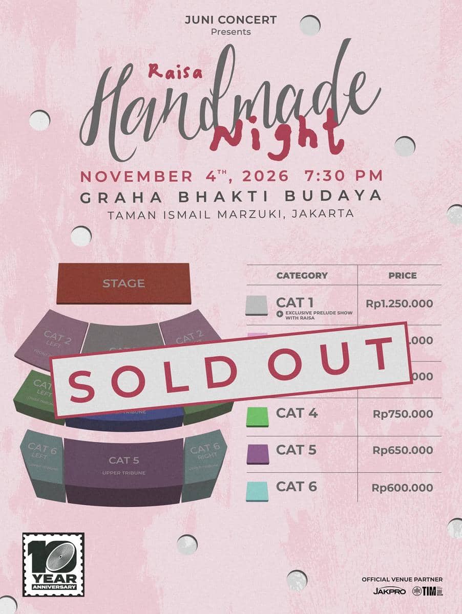 Penyanyi Raisa tampil di panggung konser Handmade Night dalam dokumentasi yang diunggah akun juni_concert.