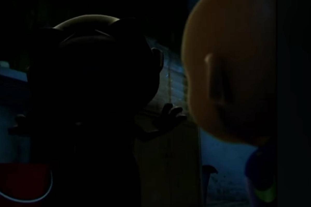 Upin dikejutkan dengan sosok tuyul yang tiba-tiba berada di depannya