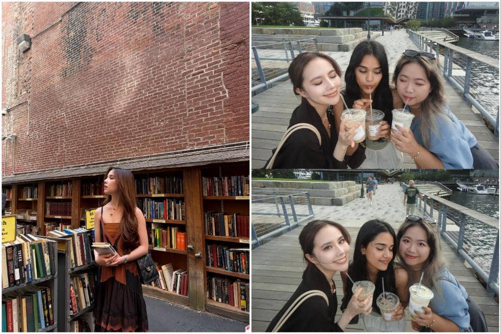 Agatha Chelsea Hunting Buku bareng Sahabat di Pusat Kota Boston