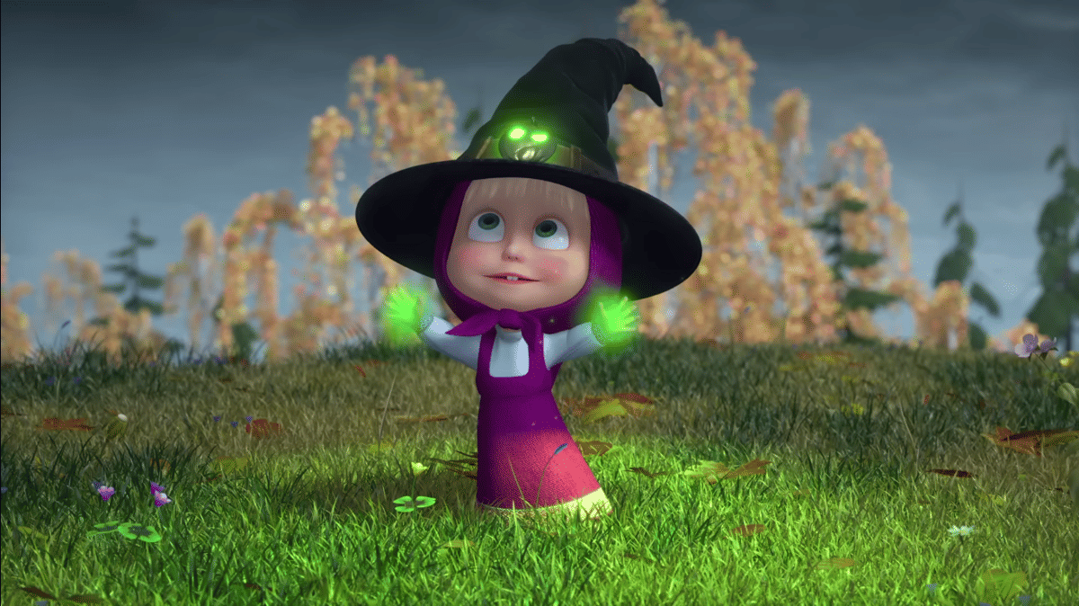 Cuplikan episode Masha and The Bear tentang Halloween