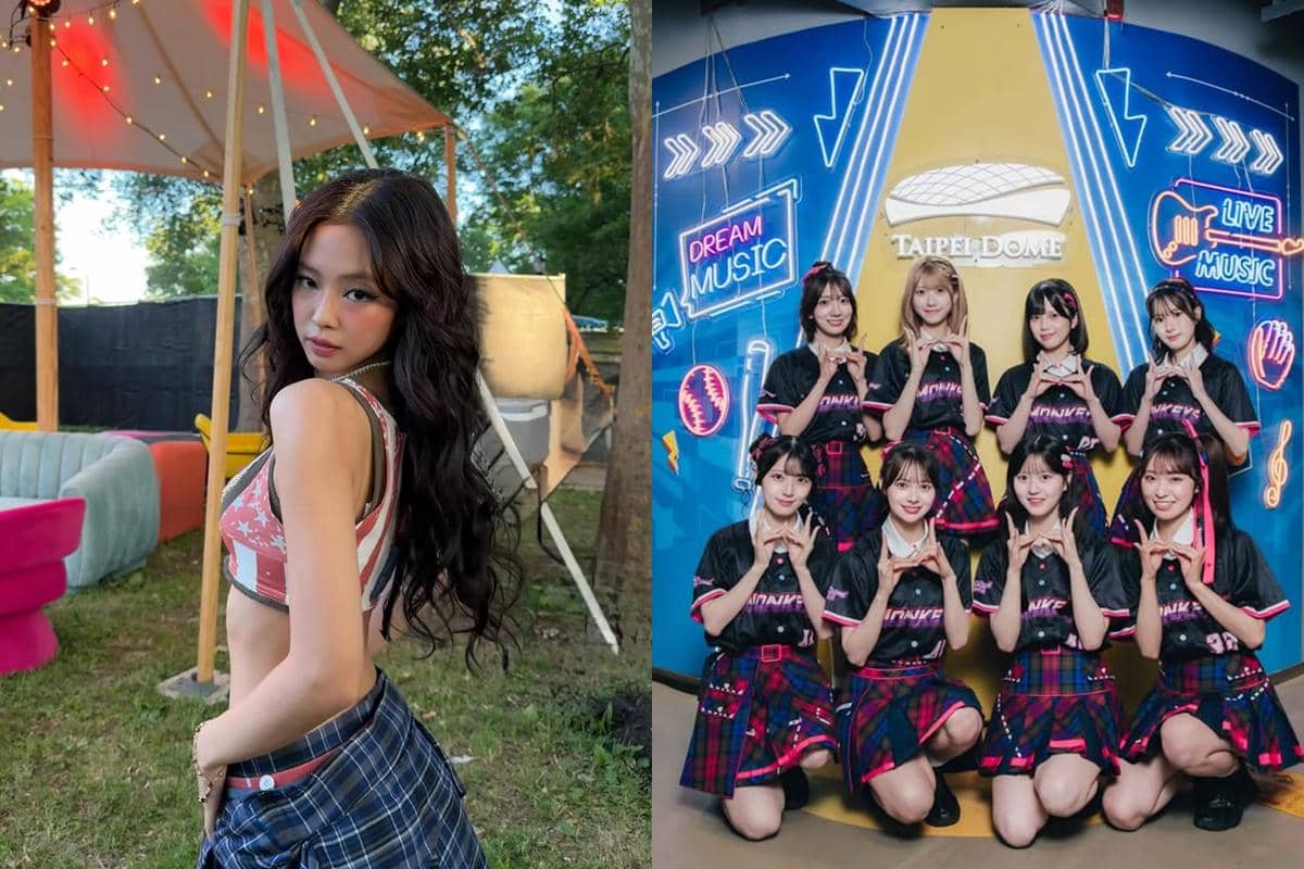 Potret Jennie BLACKPINK dan para anggota AKB48 dalam kolase foto dari unggahan akun Instagram masing-masing.