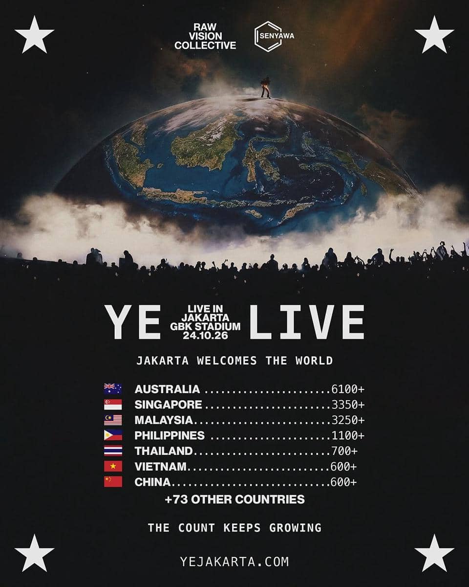 Potret poster konser Ye Live in Jakarta 2026 (instagram.com/rawvision.collective)