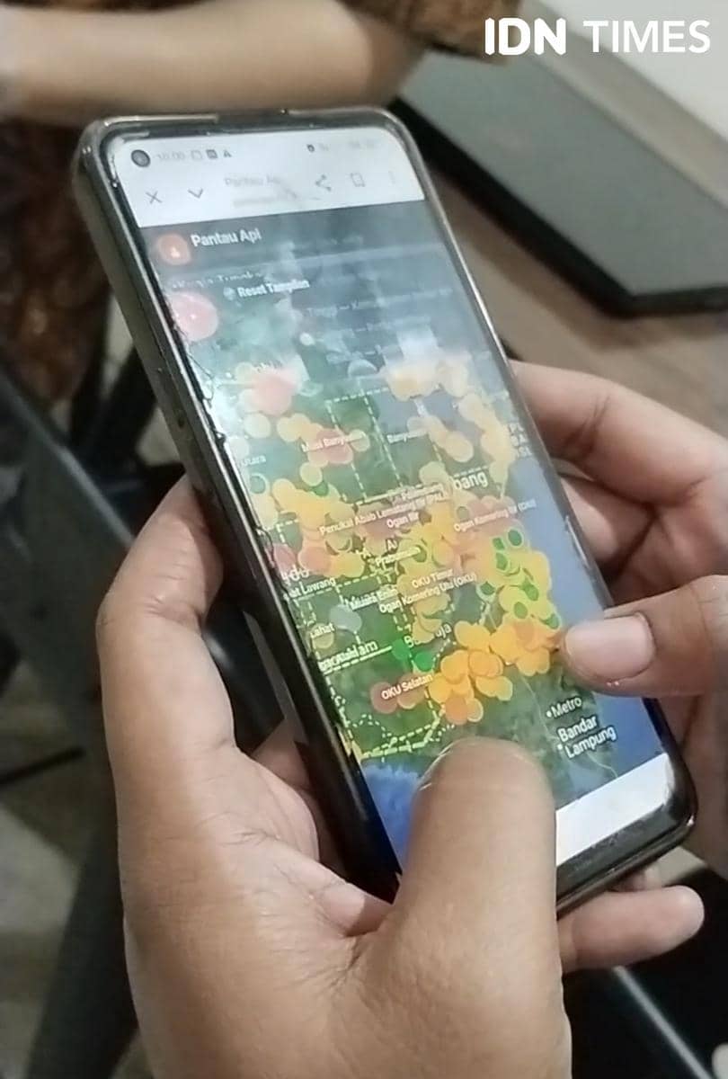 Tangkapan layar laman web Pantau Api karya M. Rizky Pribadi yang menyajikan informasi pemantauan titik api di Indonesia.