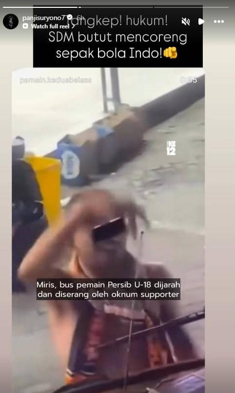Kolase unggahan Instagram yang membahas reaksi artis terhadap insiden penyerangan bus Persib Bandung.