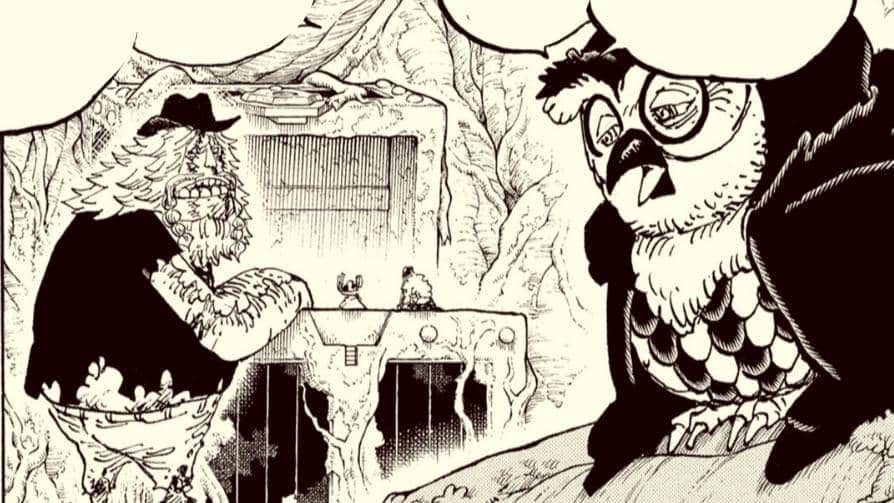 Ilustrasi panel manga One Piece saat Biblo bercerita mengenai sosok Lili dalam adegan percakapannya.