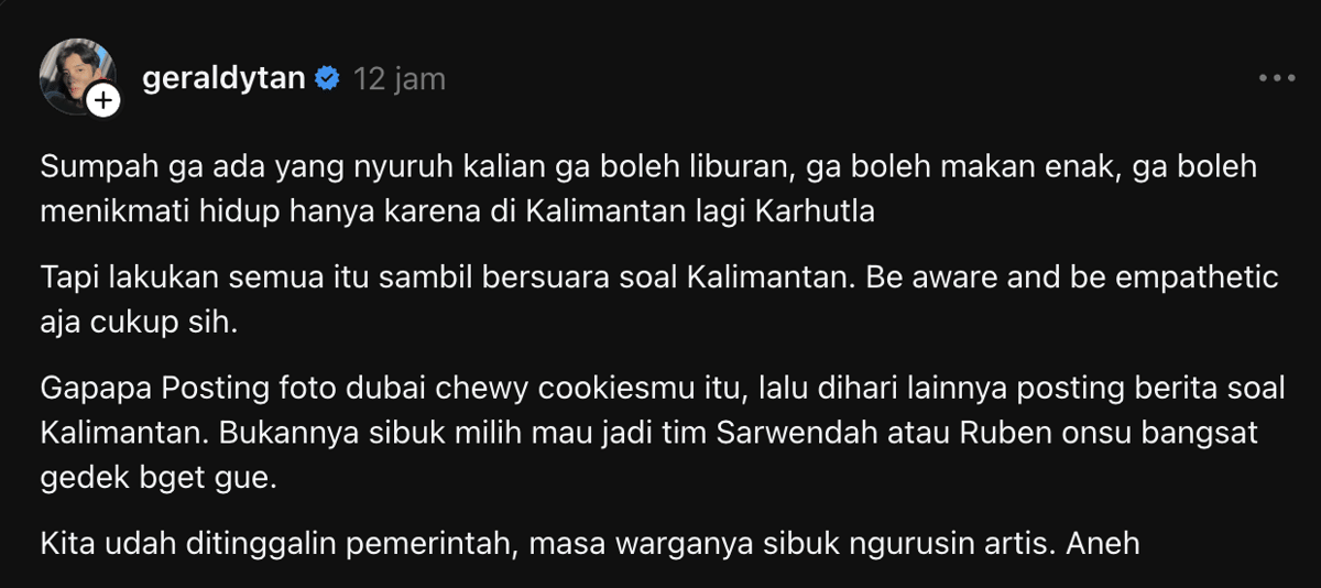 artis bicara soal karhutla