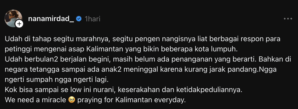 artis bicara soal karhutla