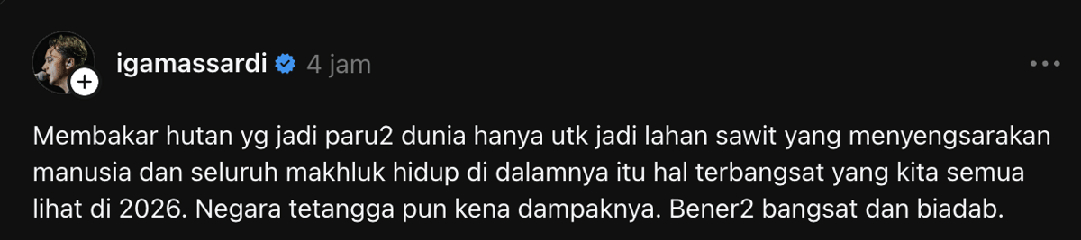 artis bicara soal karhutla