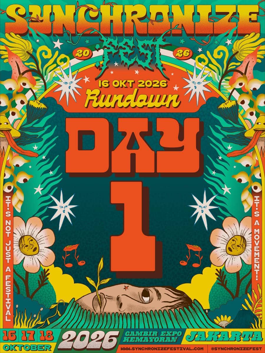Rundown acara Synchronize Festival 2026 yang diunggah melalui akun X resmi SynchronizeFest, memuat jadwal penampilan.