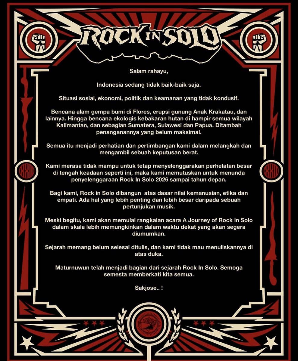pengumuman Rock in Solo Festival
