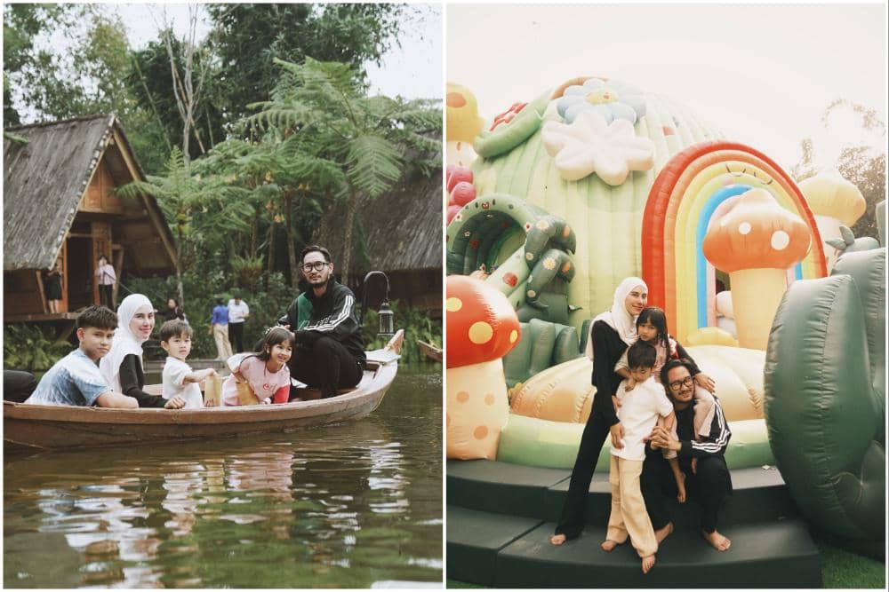 Keluarga Syahnaz Sadiqah Liburan di Dusun Bambu, Lembang!