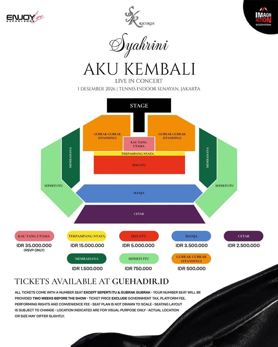 Poster informasi harga tiket dan jadwal konser Syahrini yang diunggah melalui akun Instagram syr.records.