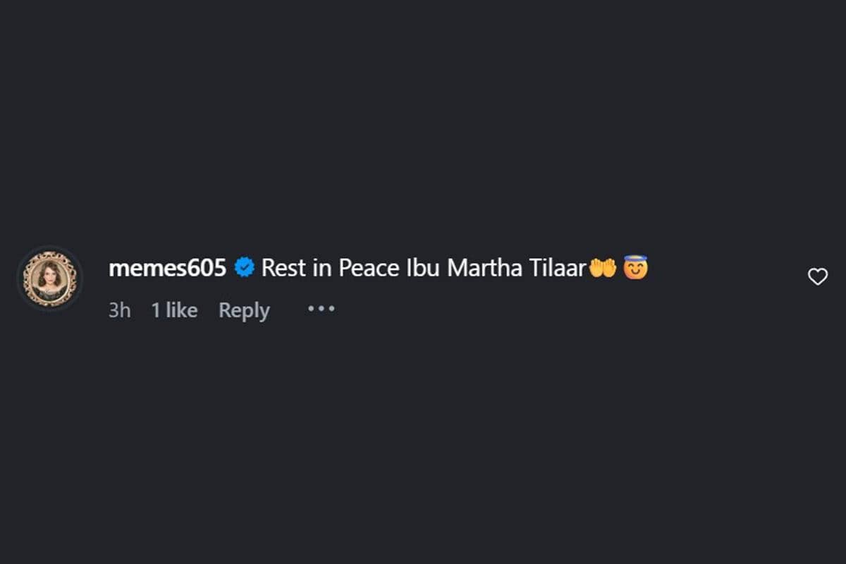 Tangkapan layar unggahan ucapan duka dari artis untuk Martha Tilaar yang dibagikan akun Instagram memes605.