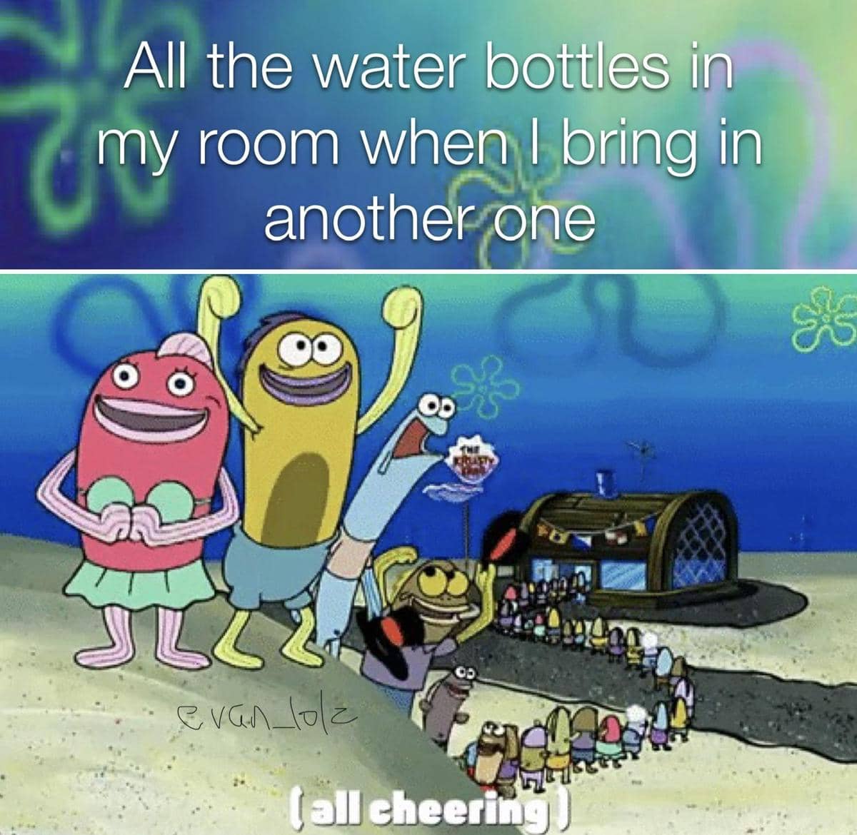 meme SpongeBob tentang botol minuman