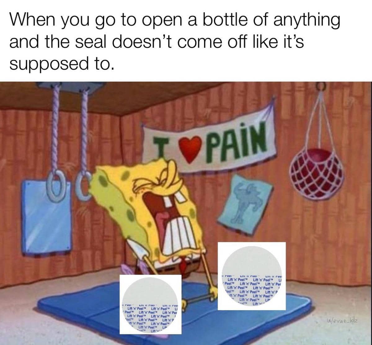meme SpongeBob tentang botol minuman
