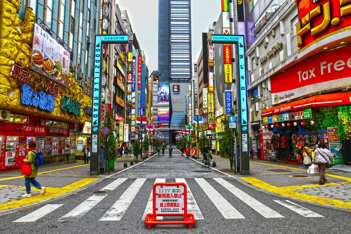 ilustrasi distrik Shinjuku, Tokyo, Jepang 