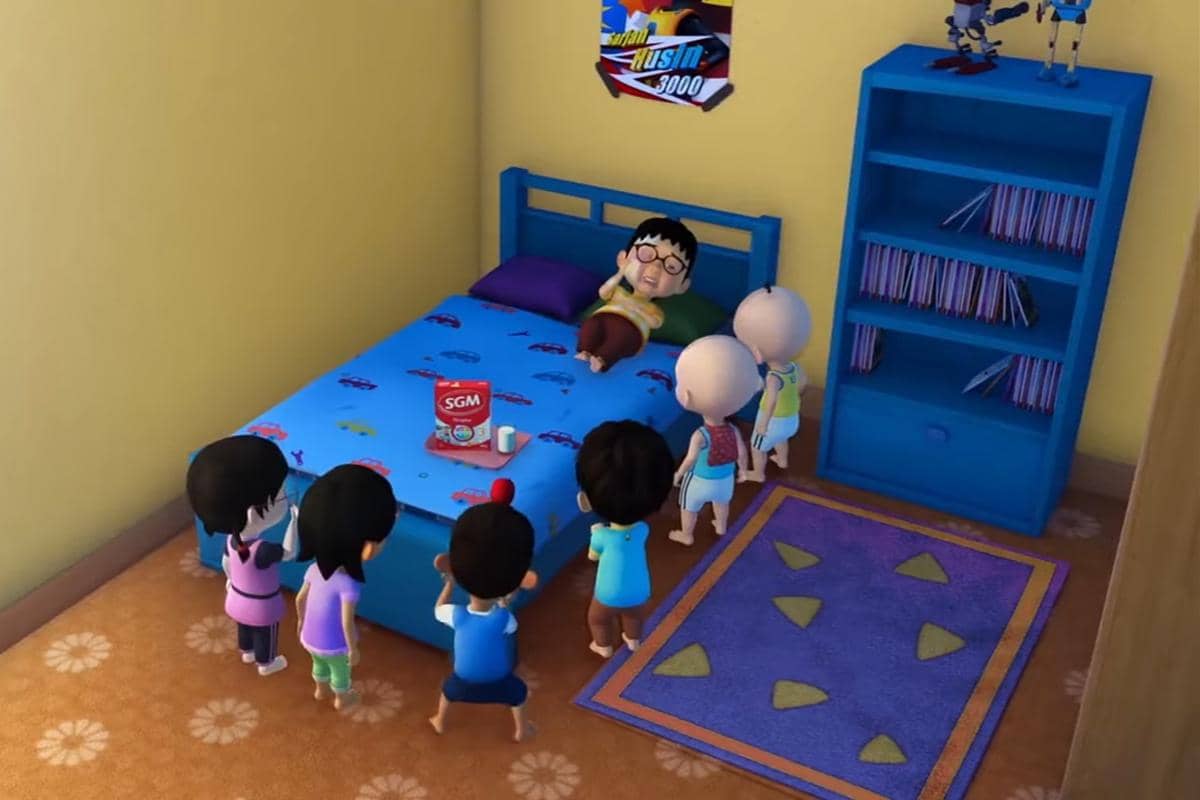 8 Detail Kamar Ehsan di Upin & Ipin, Disertai PC dan Rak Buku