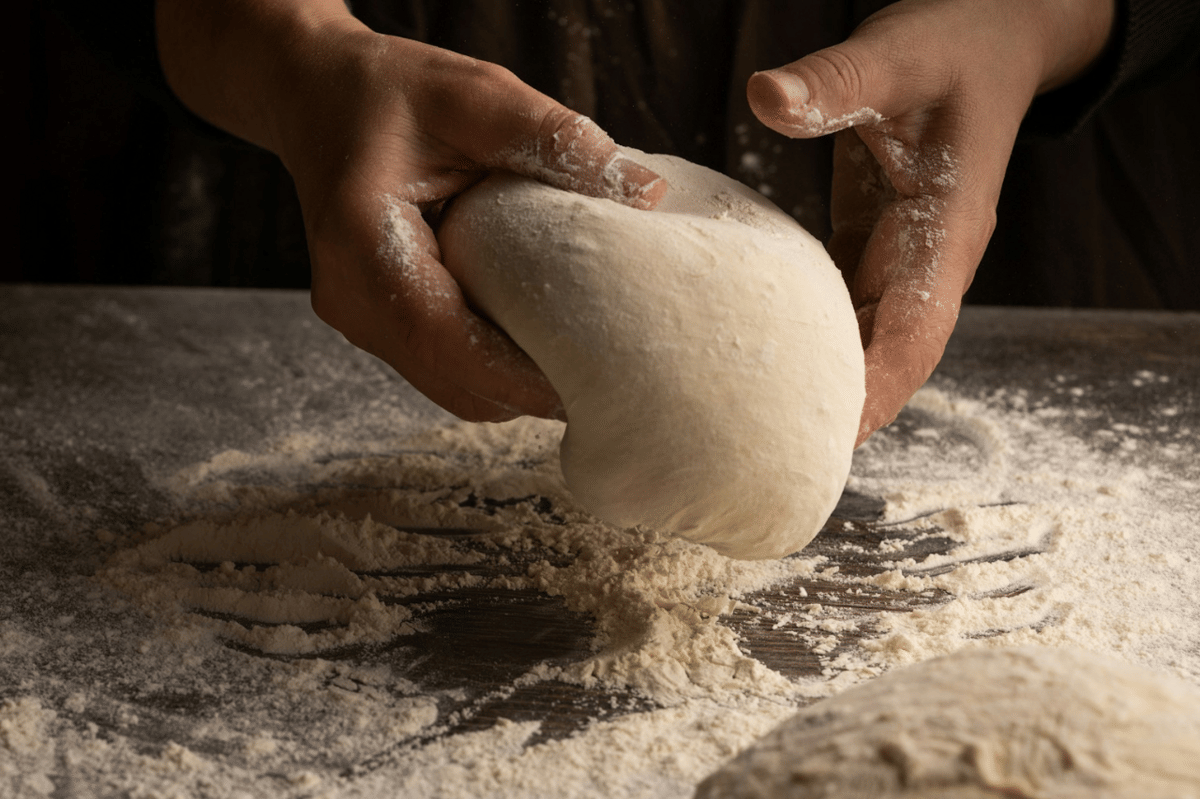 Ilustrasi adonan roti Italia bertekstur lembut sebagai bahan dasar pembuatan roti, dikreditkan kepada Skyler Ewing di Unsplash.