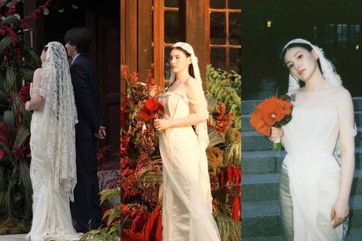 Inspirasi Dress dan Makeup Pernikahan Kim Yong Ji, Veil Lace Vintage
