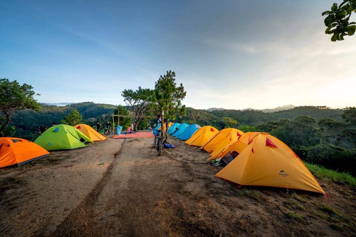ilustrasi camping berkelompok