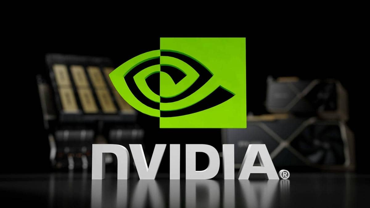 ilustrasi logo Nvidia, perusahaan teknologi