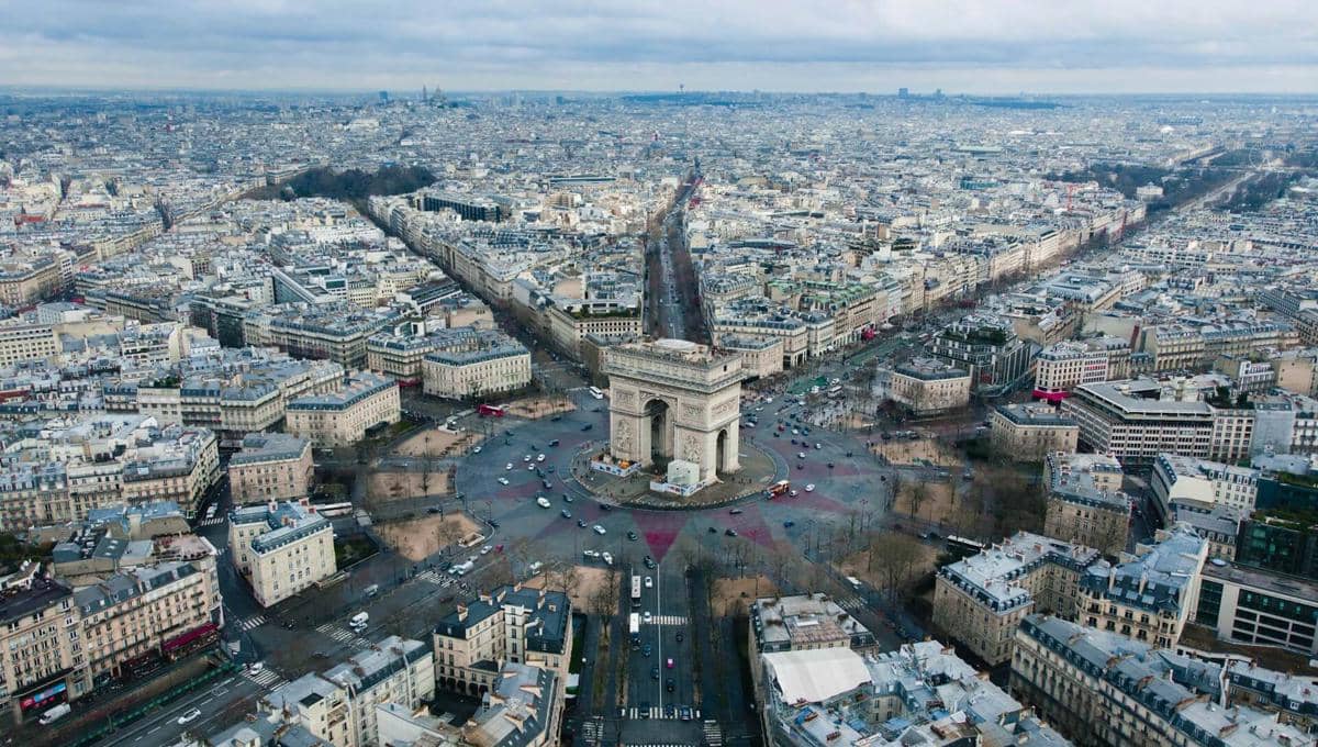 ilustrasi Arc de Triomphe, Paris, Prancis, Eropa