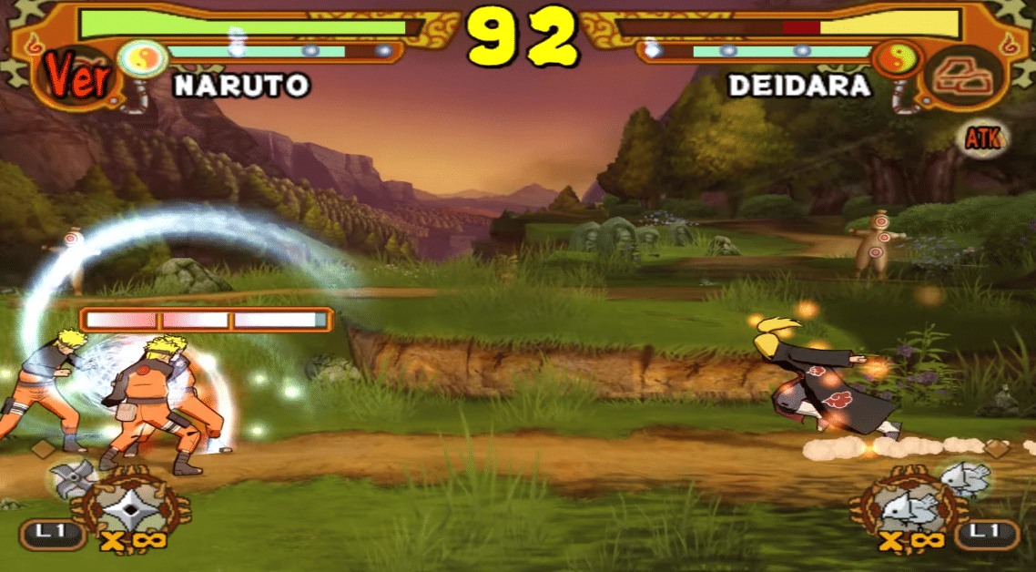 Gameplay Naruto vs Deidara di Ultimate Ninja 5 (dok. Bandai Namco Entertainment).jpg