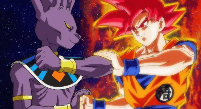 Beerus menghadapi Super Saiyan God Goku.jpg