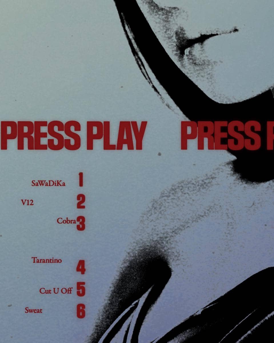Daftar lagu EP PRESS PLAY milik Lisa BLACKPINK dalam unggahan Instagram akun wearelloud yang mencantumkan judul-judul lagu.