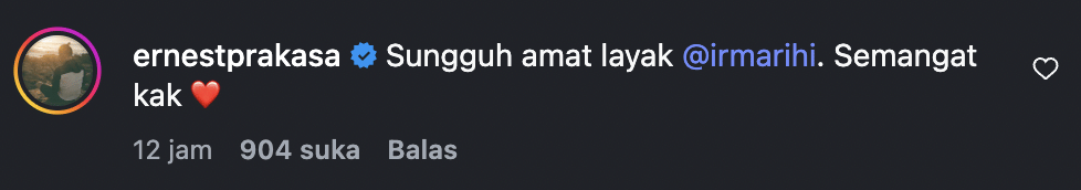 Tangkapan layar komentar sejumlah artis pada unggahan Arie Kriting tentang nominasi FFI 2026 di Instagram.