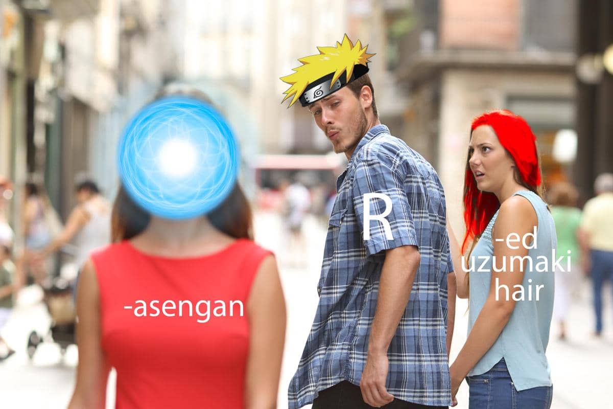 meme Naruto tentang rambut merah