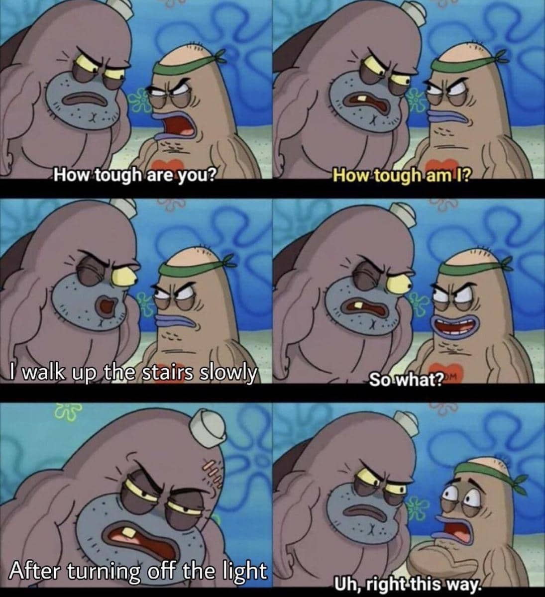 meme SpongeBob tentang lantai atas