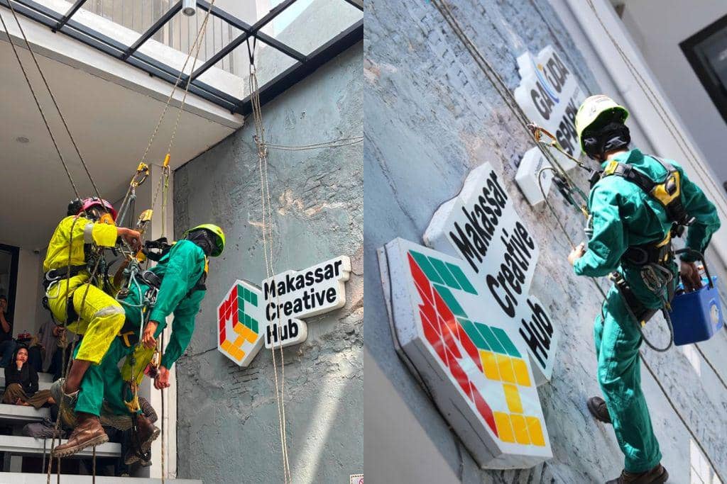 Para anggota komunitas Rope Access Makassar Syndicate (RAMS).
