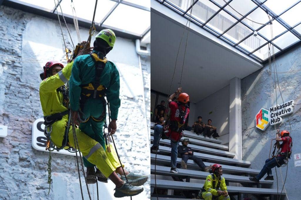 Para anggota komunitas Rope Access Makassar Syndicate (RAMS).