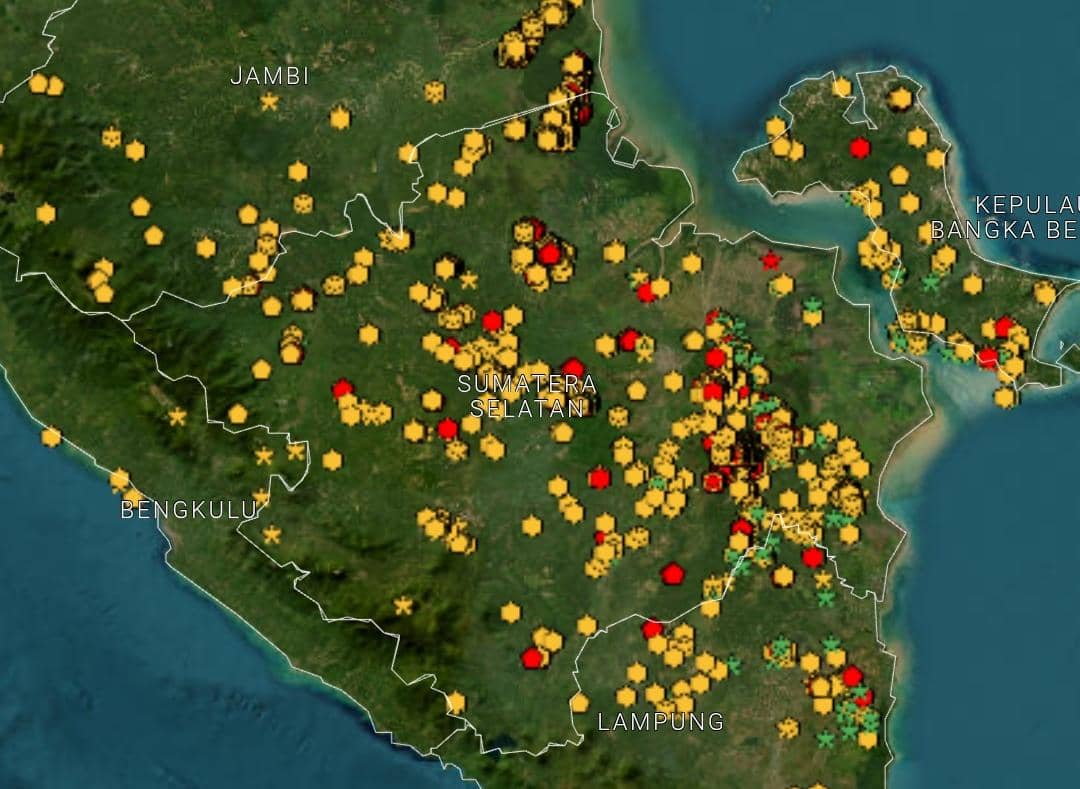 Hotspot Sumsel Melesat Naik 1.210 Titik, Sehari Terjadi 76 Karhutla