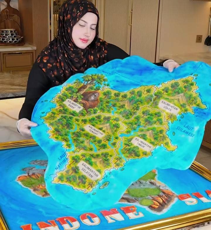 Tasyi Athasyia buat kue Pulau Kalimantan terbakar