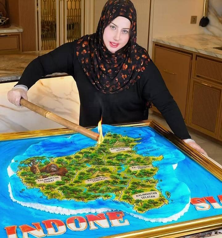 Tasyi Athasyia buat kue Pulau Kalimantan terbakar