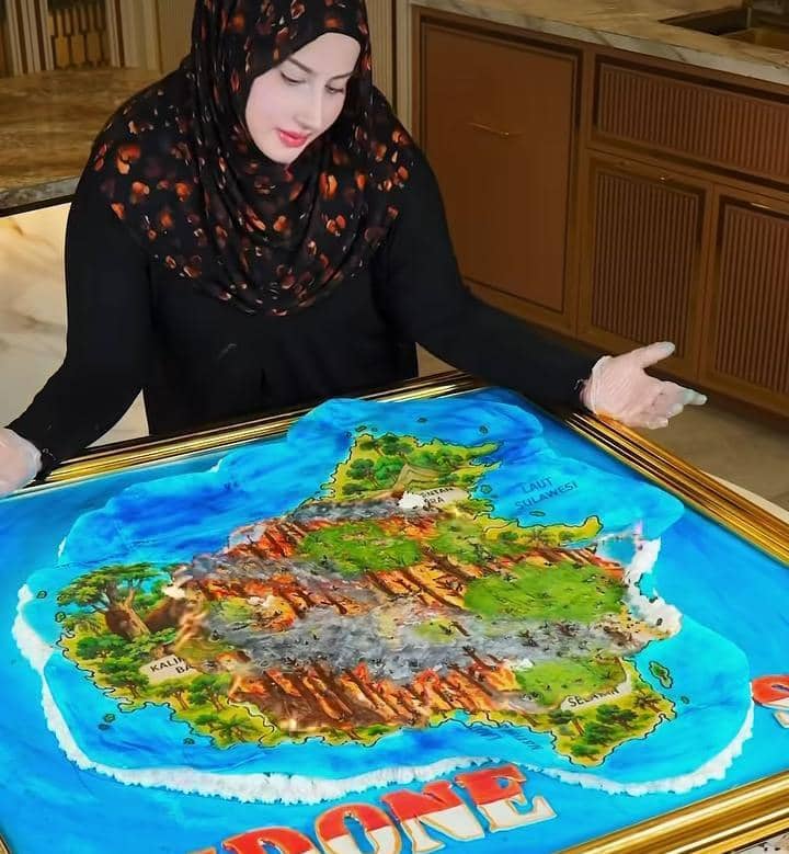 Tasyi Athasyia buat kue Pulau Kalimantan terbakar