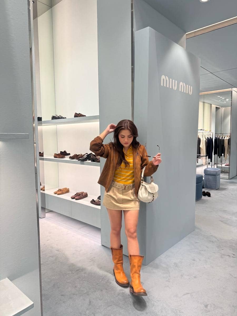 outfit nuansa coklat ala Marsha Aruan